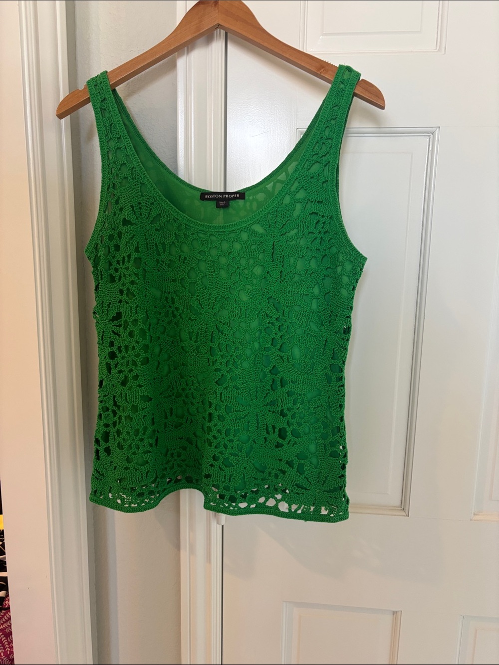 Boston Proper Bright Green Crochet Camisole